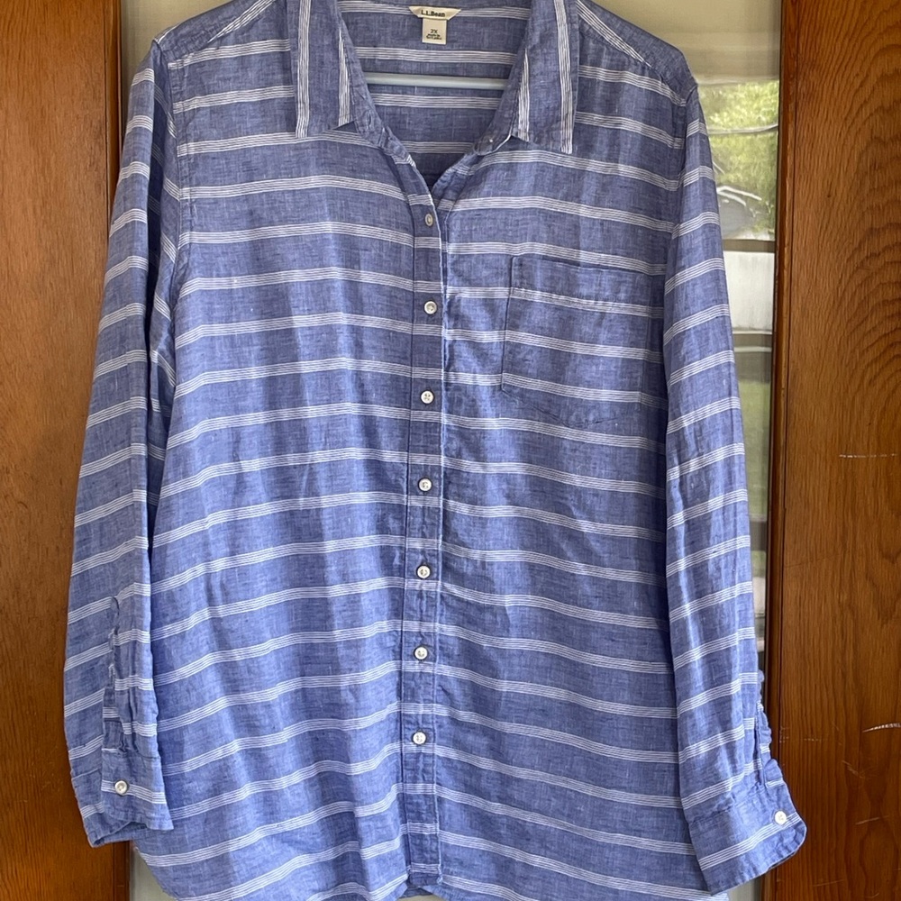 LLBean striped linen shirt Cool & breezy! - Picture 8 of 8